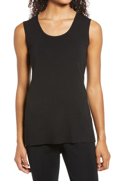 Ming Wang Scoop Neck Knit Tank In Black