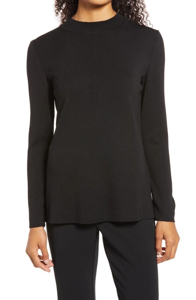 Ming Wang Long Sleeve Knit Tunic In Black