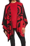 Ming Wang Oversized Floral Ultra-soft Knit Wrap In Crimson/black