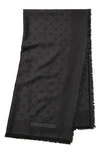Tory Burch Jacquard Silk-wool Motif Scarf In Black