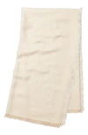 Tory Burch Diamond Dot Jacquard Wool & Silk Traveler Scarf In New Ivory