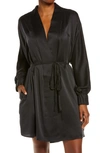 Lunya Washable Silk Short Robe In Immersed Black
