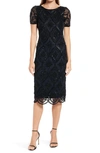 Pisarro Nights Stain Glass Beaded Cocktail Dress In Black