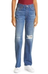 Re/done Blue 90s High-rise Loose Jeans In Destroyed Broken Blue
