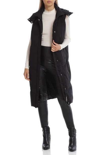 Avec Les Filles Women's Longline Hooded Puffer Vest In Black