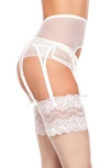 Glamory Hosiery Powermesh Garter Belt In White