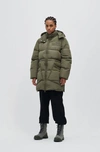 Ganni Oversized Tech Puffer Midi Jacket In Kalamata