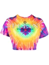 Philipp Plein Tie Dye-print Cropped T-shirt In Pink