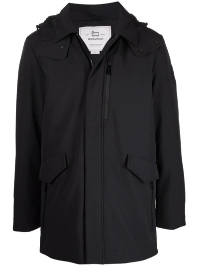 Woolrich Barrow Mac Soft Shell Coat Jacket In Black