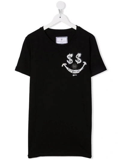 Philipp Plein Junior Teen Logo Print T-shirt In Black