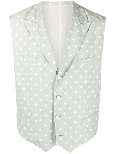 Pre-owned Comme Des Garçons 1990s Polka Dot Single-breasted Vest In Green