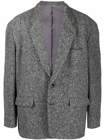 Pre-owned Comme Des Garçons 1990s Drop Shoulders Oversized Blazer In Grey