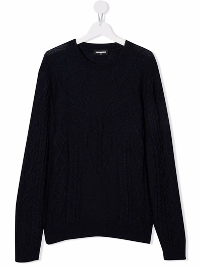 Dsquared2 Teen Pullover Crewneck Jumper In Blue