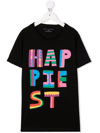 Stella Mccartney Kids' Slogan Print T-shirt In Black