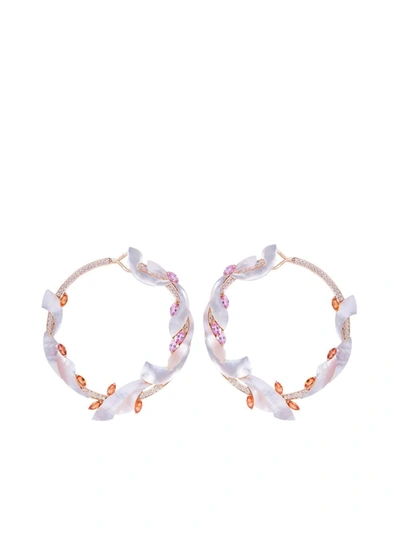 Ananya 18kt Rose Gold Mogra Coronation Hoop Earrings In Pink