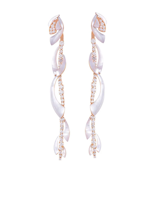 Ananya 18kt white gold Miniature Mogra multi-stone ear jacket - Silver