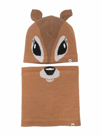 Molo Kids' Two-piece Hat Set In Brown