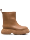 Gia Borghini Beige Leather Ankle Boots With Chunky Sole In Brown