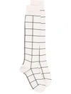 JIL SANDER CHECK-PRINT CALF SOCKS