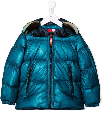 Ai Riders On The Storm Young Kids' Logo-print Puffer Jacket In Blue