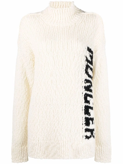 Moncler Acrylic Blend Knit Turtleneck Sweater In White