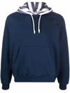Sunnei Stripe-print Cotton Hoodie In Blue