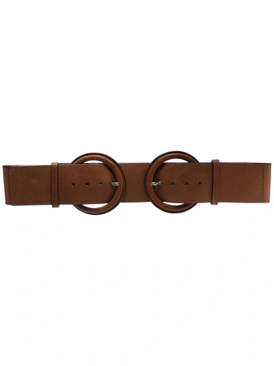 Pre-owned Gianfranco Ferre 1990s Double-buckle Leather Belt In Brown