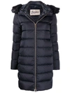Herno Elisa Faux Fur Collar Puffer Coat In Navy