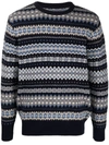 Barbour Patterned Intarsia-knit Jumper In Blue
