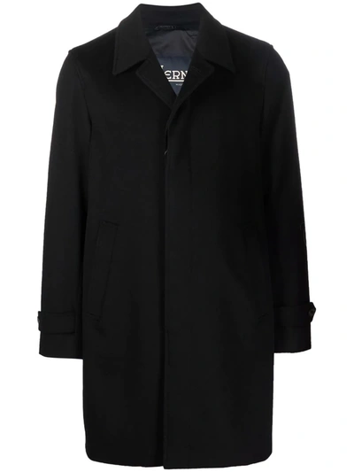 Herno Single-breasted Wool Coat In Black