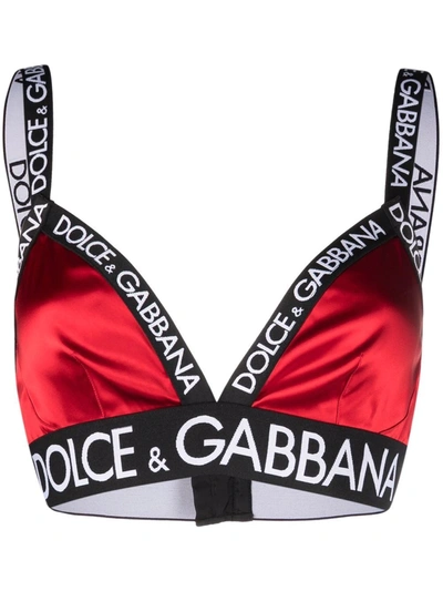 Dolce & Gabbana Logo-tape Detail Bra In Red