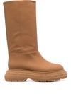 Gia Borghini Chunky Sole Leather Boots In Brown