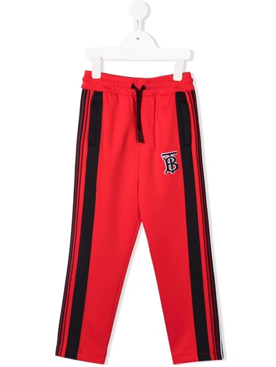 Burberry Kids' Side-stripe Logo Track Trousers In Red