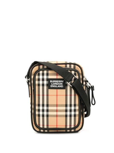 Burberry Vintage Check And Leather Crossbody Bag In Archive Beige