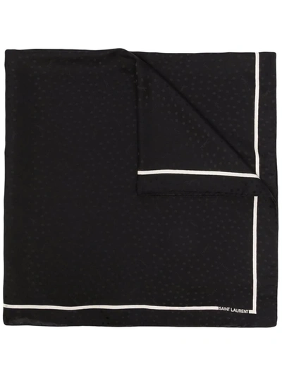 Saint Laurent Stripe-trim Silk Scarf In Black White