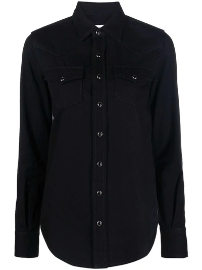 Saint Laurent Cotton Denim Classic Western Shirt In Black