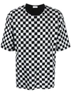 Saint Laurent Checked Organic Cotton-jersey T-shirt In Schwarz