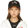 OFF-WHITE KIDS BLACK FLOWER BASEBALL CAP