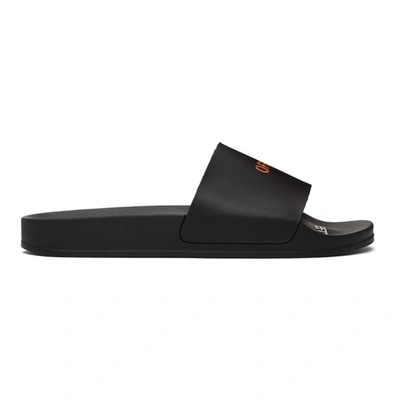 Off-white Logo Print Pool Sliders In Black