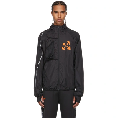 Off-white Black & Orange Active Logo Zip-up Running Jacket