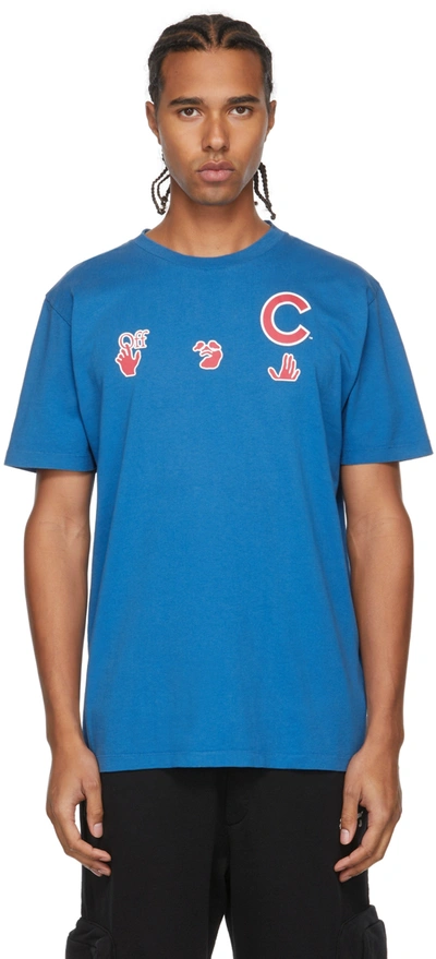 Off-white Mlb Chicago Cubs Cotton Jersey T-shirt In Blue