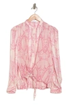 REISS ERICA SNAKE PRINT TIE FRONT BLOUSE