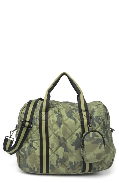 Urban Expressions Quilted Duffle W/ Striped Straps In Green Camo