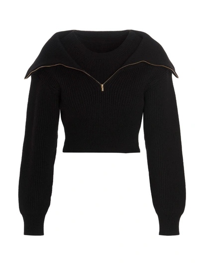 Jacquemus Womens Black La Maille Risoul Cropped Wool Jumper 8