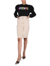 Moschino Button-up Midi Skirt In Beige