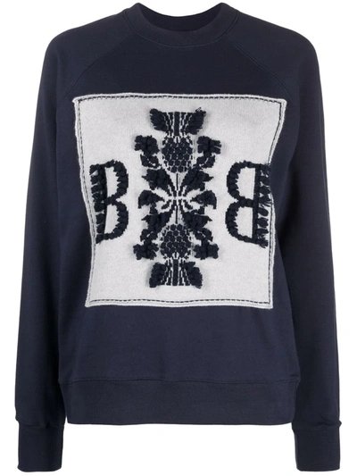 Barrie Embroidered Crew Neck Sweatshirt In Blue