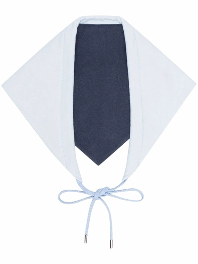 Barrie Two-tone Tie-fastening Foulard In Blue