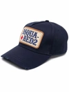 Dsquared2 Blue Cotton Hat With Logo Patch