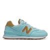 New Balance 574 Womens Suede Trim Workout Running Shoes In Blue/yellow