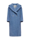 Blanca Vita Tuia Double-breasted Teddy Coat In Acqua Marina